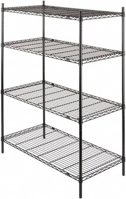 MSC&nbsp;Value Collection Wire Shelving, Chrome Wire, 4 Shelves, 18x24x63 in