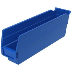 MSC&nbsp;Akro-Mils Plastic Hopper Stacking Bin, Polymer, Blue, 4-1/8 x 7-3/8 x 3 in