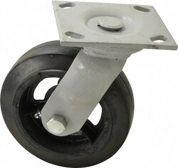 MSC&nbsp;Fairbanks Swivel Top Plate Caster, Mold on Rubber, 6 inch Wheel Dia, 675 lb Capacity