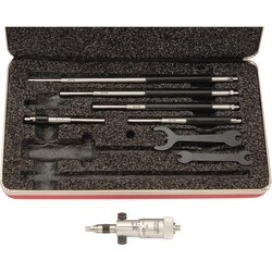 MSC&nbsp;Starrett Mechanical Inside Micrometer Set, 2 to 8 in Range, 6 Extension Rods, Satin Chrome Finish