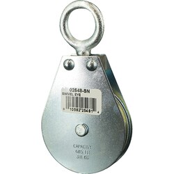 MSC&nbsp;Block Division Swivel Eye Snatch Block, 685 lb Load Limit, 2.5 in Outside Dia, Carbon Steel, Zinc Plated