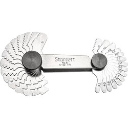 MSC&nbsp;Starrett Screw Pitch Gage, Metric, 0.5-11.5 mm, 28-Leaf, Steel