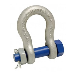 MSC&nbsp;Campbell Anchor Shackle, Forged Carbon Steel, Galvanized, Bolt Pin