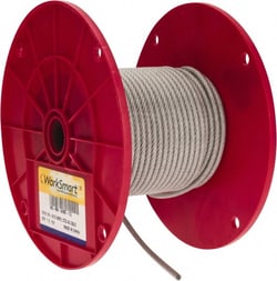MSC&nbsp;Value Collection Aircraft Cable, 3/16 in. x 1/8 in. Dia, 7 x 19 Strand Core, Vinyl Coated