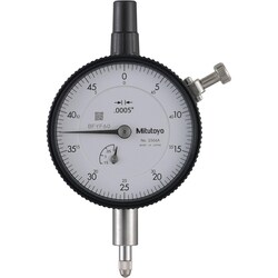 MSC&nbsp;Mitutoyo Dial Indicator, 0.125 in, 0.0005 in Graduation, 0-50 Dial Reading, Lug Back