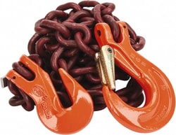 MSC&nbsp;Pewag Chain Sling, Single-Leg, Grab/Sling Hook, 10 ft, 7100 lb Capacity