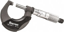 MSC&nbsp;Starrett Outside Micrometer, 0-1 Inch Range, 0.0001 Inch Graduation, Carbide Anvil-Spindle