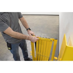 MSC&nbsp;Vestil Expandable Barricade, Steel, Yellow, 40-1/8 in High, 143-11/16 in Expanded Length