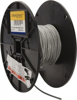 MSC&nbsp;Value Collection Aircraft Cable, 1/4 in Diameter, 7x7 Strand Core, Galvanized