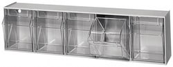 MSC&nbsp;Quantum Storage Tip-Out Stacking Bin Organizer, 5 Compartment, White, Polystyrene