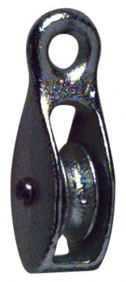 MSC&nbsp;Value Collection Rigid Eye Single Sheave Pulley, Malleable Iron, Galvanized, 3 in Outside Diameter