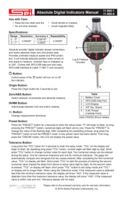 MSC&nbsp;SPI Digital Electronic Drop Indicator, 1 in Max, 0.000600 in Accuracy