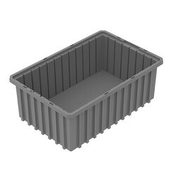 MSC Akro-Mils Dividable Plastic Storage Box, 10-7/8 x 16-1/2 x 6 in, Gray,