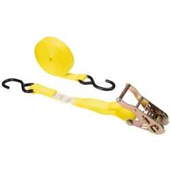 MSC&nbsp;US Cargo Control Polyester Ratchet Strap Tie Down, 15 ft, 1 in, 400 lb Load Capacity, S-Hook