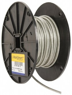 MSC&nbsp;Value Collection Aircraft Cable, 1/8 in x 3/32 in Diameter, 7x7 Strand Core, Vinyl Coated