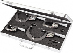 MSC&nbsp;Starrett Electronic Outside Micrometer Set, 0 to 4 in, 0.001 mm Resolution, 4 Piece