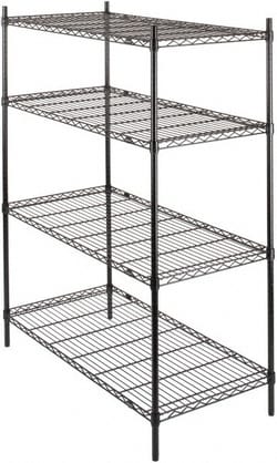 MSC&nbsp;Value Collection Wire Shelving, 4 Shelves, Add-On, 72 in Wide, 18 in Deep, 63 in High, Black