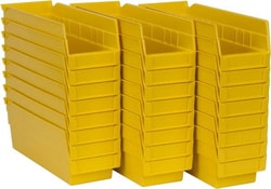 MSC&nbsp;Akro-Mils Hopper Shelf Bin, 4-1/8 in Wide, Plastic, Yellow