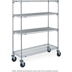 MSC&nbsp;Value Collection Wire Shelving, 4 Shelves, 24 x 24 x 63 in, Chrome