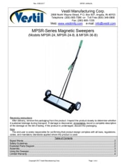 MSC&nbsp;Vestil Magnetic Sweeper, 38 in Long, Push Wheeled, Handle Controlled Release
