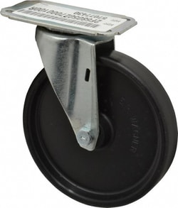 MSC&nbsp;E.R. Wagner Swivel Top Plate Caster, Polyolefin, 5 in Wheel Diameter, 1 in Wheel Width