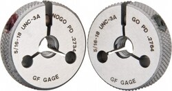 MSC&nbsp;GF Gage Threaded Ring Gage, 5/16-18 Thread, UNC, Class 3A, Go & No Go