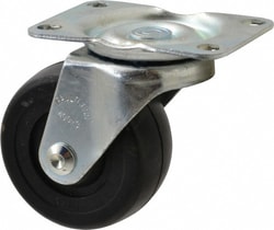 MSC&nbsp;Albion Swivel Top Plate Caster, Soft Rubber, 3 in Wheel Diameter, 175 lb Capacity