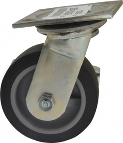 MSC&nbsp;E.R. Wagner Swivel Top Plate Caster, Thermoplastic Rubber, 5 in Wheel, 325 lb Capacity, Side Brake