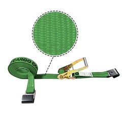 MSC&nbsp;US Cargo Control Polyester Ratchet Strap Tie Down, 27 ft, 2 in, Flat Hook