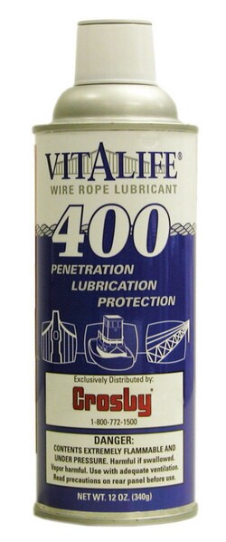 MSC&nbsp;Crosby Wire Rope Lubricant, Vitalife 400, 12 oz, Aerosol Can