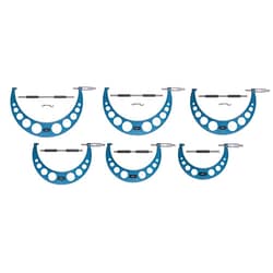 MSC&nbsp;Fowler Mechanical Outside Micrometer Set, 6 Pc, 6 to 12 in Measurement, Ratchet Stop Thimble, Solid Carbide Measuring Face