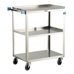 MSC&nbsp;Lakeside Shelf Utility Cart, 27-1/2 in Long, 16-1/4 in Wide, Stainless Steel, 300 lb Capacity