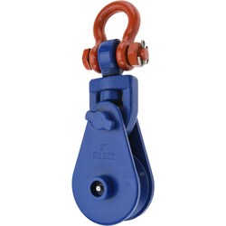 MSC&nbsp;PRO-SOURCE Shell Pulley, 1,800 Lbs Load Limit, Single Sheave, 3-1/2 in Outside Diameter, Wood