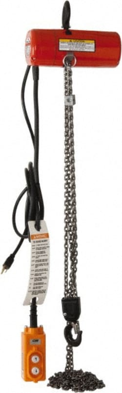MSC&nbsp;CM Electric Chain Hoist, 600 lb Working Load, 10 ft Lift