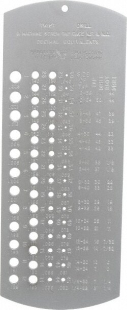 MSC&nbsp;PEC Tools Drill Gage, #60 Wire to #1 Wire Hole Size, 60 Holes