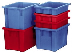MSC&nbsp;SSI Schaefer Storage Tote, Polypropylene, 44 lb Capacity, Red, Stacking, Nesting
