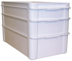 MSC&nbsp;MFG Tray Fiberglass Storage Tote, 150 lb Capacity, White, Stacking