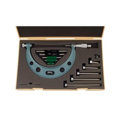 MSC&nbsp;Mitutoyo Outside Micrometer, 0-6 in, 0.001 in, Ratchet Stop, Interchangeable Anvils