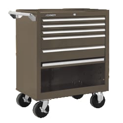 MSC&nbsp;Kennedy Roller Cabinet, 27 in Wide, 5 Drawer, Steel, Brown