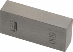 MSC&nbsp;SPI Rectangle Steel Gage Block, 0.6 in, Grade 0, NIST Certified