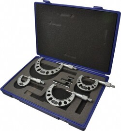 MSC&nbsp;Value Collection Mechanical Outside Micrometer Set, 0-100 mm, 0.01 mm, 4-Piece