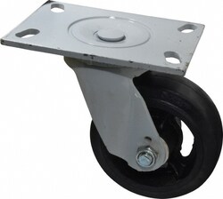 MSC&nbsp;Fairbanks Swivel Top Plate Caster, Rubber, 5 in Wheel Dia, 2 in Wheel Width, 350 lb Capacity