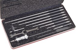 MSC&nbsp;Starrett Inside Micrometer Set, Solid-Rod, 2-12 in Range, 0.001 in Graduations