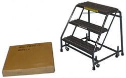 MSC&nbsp;Ballymore Steel Spring-Loaded Rolling Ladder, 28.5 in Platform Height, 3 Steps, Perforated Tread