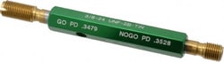 MSC&nbsp;GF Gage Plug Thread Gage, 3/8-24 Thread, 2B Class, Double End, Go & No Go, Titanium Nitride