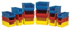 MSC&nbsp;Quantum Storage Plastic Hopper Stacking Bin, Polypropylene, Yellow, 29-7/8 in