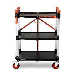 MSC&nbsp;Crescent Folding Jobsite Cart, 3-Shelf, 300 lb Load, 5 in Casters, Polypropylene