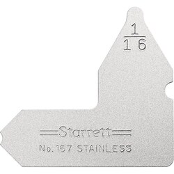 MSC&nbsp;Starrett Radius Gage, 1/16 Inch Radius, Satin Chrome Finish, Stainless Steel
