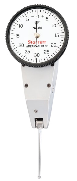MSC&nbsp;Starrett Dial Test Indicator, Swivel Head, 0.060 in Range, 0.001 in Graduations, White Dial