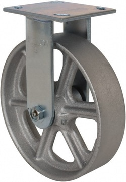 MSC&nbsp;Albion Rigid Top Plate Caster, Cast Iron, 8 in Wheel, 2 in Width, 1250 lb Capacity